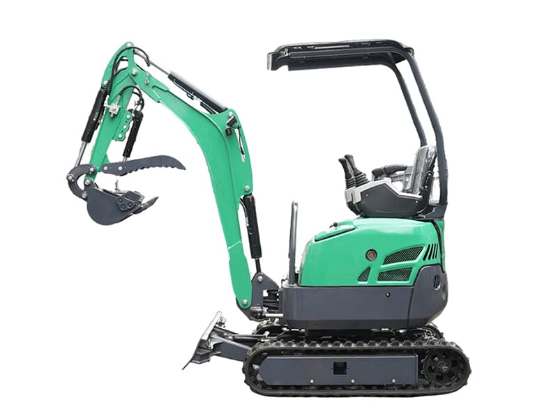 Green compact excavator with a canopy